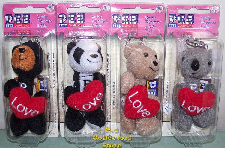 (image for) 2009 Cuddle Cubs Set of 4 Plush LOVE Pez Petz - Click Image to Close