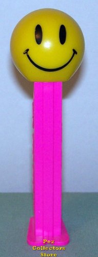 (image for) Walmart Smiley Funky Face Pez on Neon Pink Stem