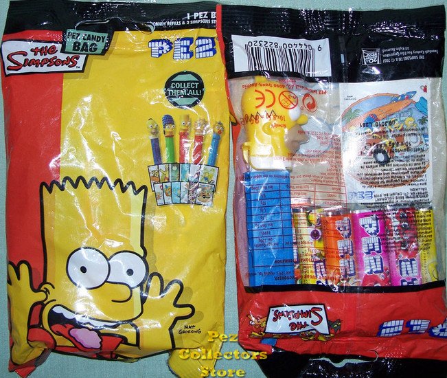 Modal Additional Images for European Simpson Pez Candy Bag set of 4 with Stickers