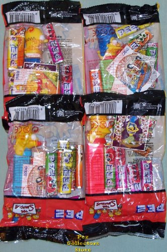 (image for) European Simpson Pez Candy Bag set of 4 with Stickers