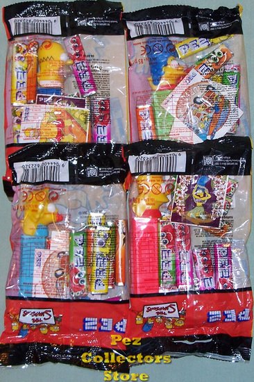 (image for) European Simpson Pez Candy Bag set of 4 with Stickers