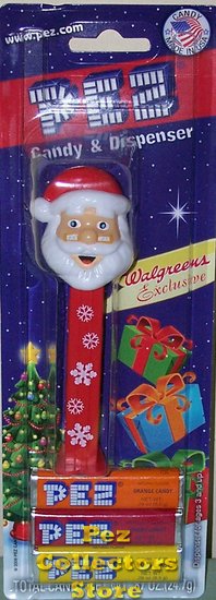 (image for) 2009 Walgreen exclusive Snowflake Stem Christmas Santa Pez MOC - Click Image to Close
