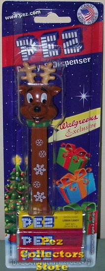 (image for) 2009 Walgreens Snowflake Stem Christmas Reindeer Pez MOC