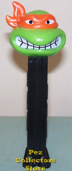 (image for) TMNT Angry Michaelangelo Orange mask on Black Stem Pez - Click Image to Close