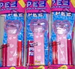 2009 Set of 3 Clear Pink Crystal Pez Short Valentine Hearts MIB