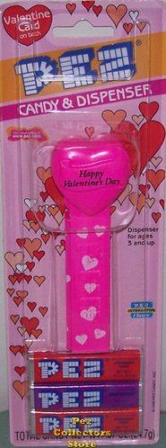 (image for) 2003 HVD Heart Pez Hot Pink printed stem MOC