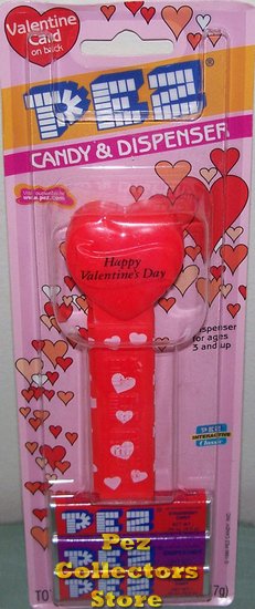 (image for) 2003 HVD Heart Pez Neon Red printed stem MOC - Click Image to Close