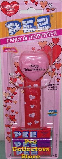 (image for) 2003 HVD Heart Pez Pink on Red printed stem MOC