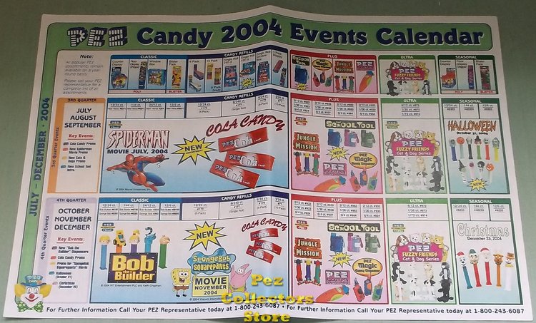 Modal Additional Images for 2004 PEZ Calendar of Events Printed Front and Back