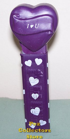 (image for) 2005 I (heart) U Heart Pez Purple printed stem Loose - Click Image to Close