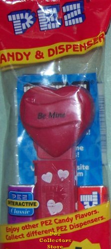 (image for) 2005 Be Mine Heart Pez Maroon printed stem MIB