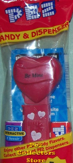 (image for) 2005 Be Mine Heart Pez Maroon printed stem MIB - Click Image to Close
