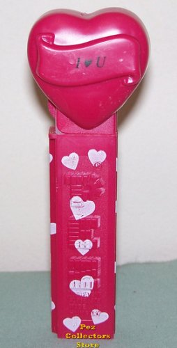 (image for) 2005 I (heart) U Heart Pez Maroon printed stem Loose