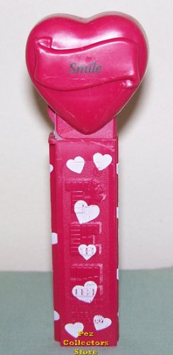 (image for) 2005 Smile Heart Pez Maroon printed stem Loose