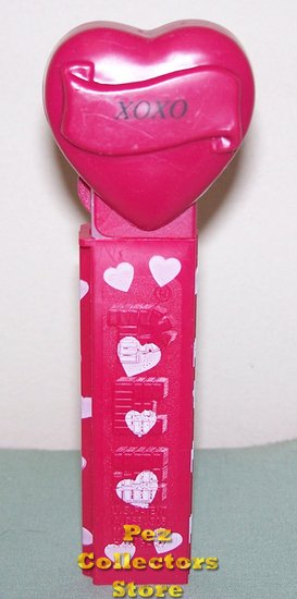 (image for) 2005 XOXO Heart Pez Maroon printed stem Loose - Click Image to Close