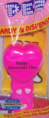 (image for) 2005 Happy Valentines Day Heart Pez Neon Pink printed stem MIB