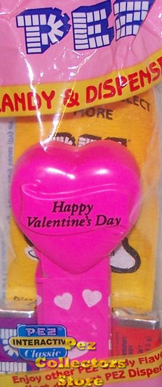 (image for) 2005 Happy Valentines Day Heart Pez Neon Pink printed stem MIB