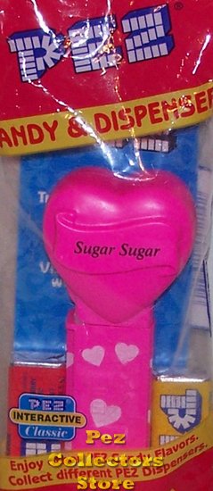 (image for) 2005 Sugar Sugar Heart Pez Neon Pink printed stem MIB