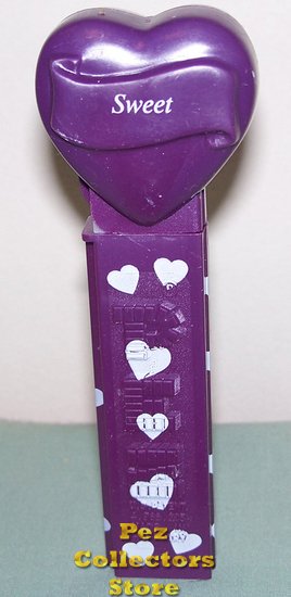 (image for) 2005 Sweet Heart Pez Purple printed stem Loose - Click Image to Close