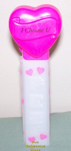 (image for) 2006 Hot Pink Heart Pez I Choose U White Printed Stem Loose