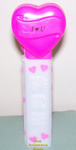 (image for) 2006 Hot Pink Heart Pez I (heart) U White Printed Stem Loose
