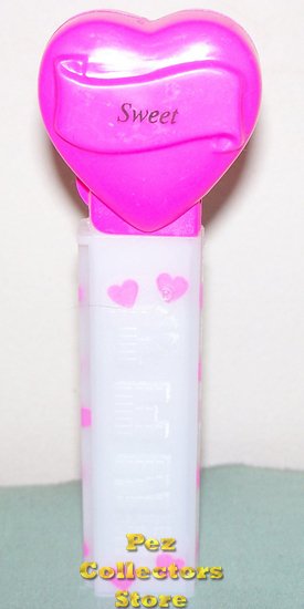 (image for) 2006 Hot Pink Heart Pez Sweet White Printed Stem Loose