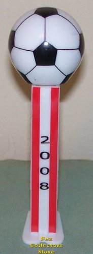 (image for) 2008 Soccer Ball European Pez White w Red Stripes Stem