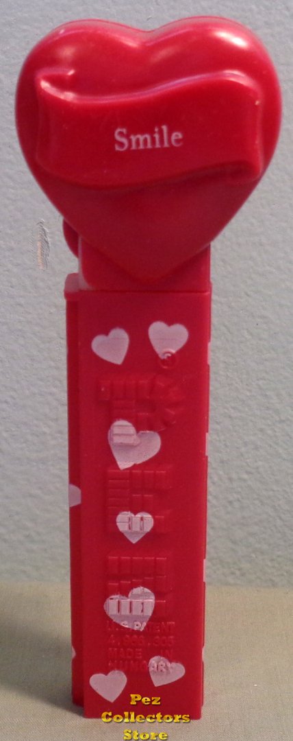 (image for) 2008 Maroon Valentines Heart Pez - White Block Font Smile Loose