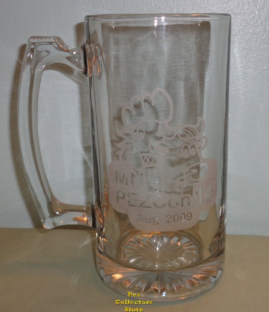 (image for) 2009 MN PezCon 14 Barnyard Logo Etched Glass Beer Mug - Click Image to Close