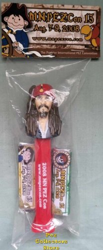(image for) 2008 MNPEZCon 13 Pirate Jack Sparrow Convention Dispenser with Candy Packs and Header Card