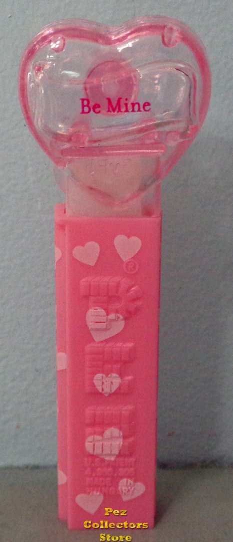 (image for) 2008 Pink Crystal Heart Pez - Red Block Font Be Mine Loose