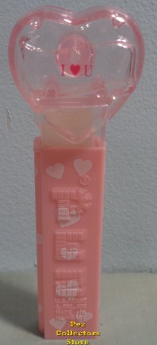 (image for) 2008 Pink Crystal Heart Pez - Red Block Font I Heart U Loose