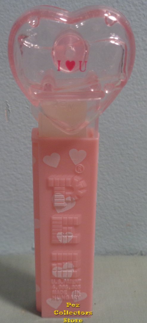 (image for) 2008 Pink Crystal Heart Pez - Red Block Font I Heart U Loose