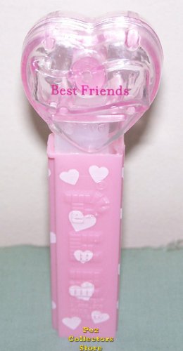 (image for) 2008 Pink Crystal Heart Pez - Red Block Font Best Friends Loose