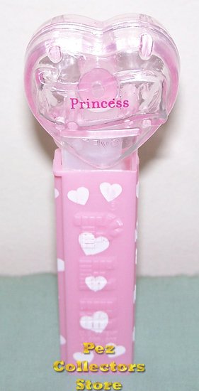(image for) 2008 Pink Crystal Heart Pez - Red Block Font Princess Loose