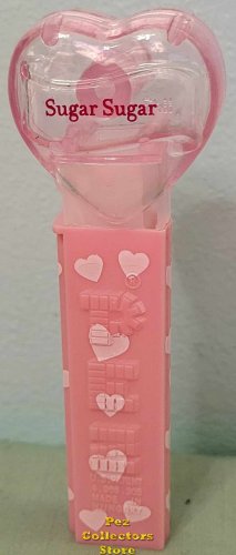 (image for) 2008 Pink Crystal Heart Pez - Red Block Font Sugar Sugar Loose