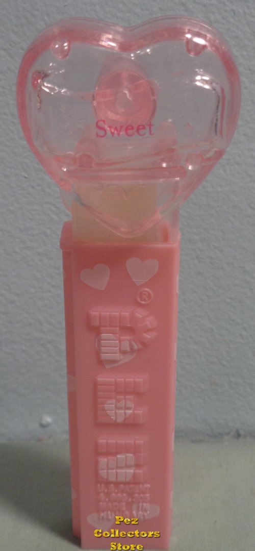 (image for) 2008 Pink Crystal Heart Pez - Red Block Font Sweet Loose