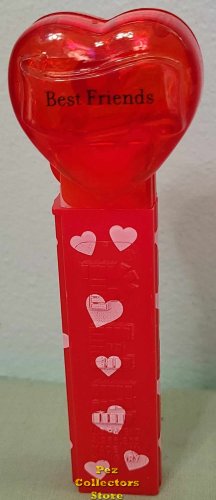 (image for) 2008 Red Crystal Heart Pez - Black Block Font Best Friends Loose