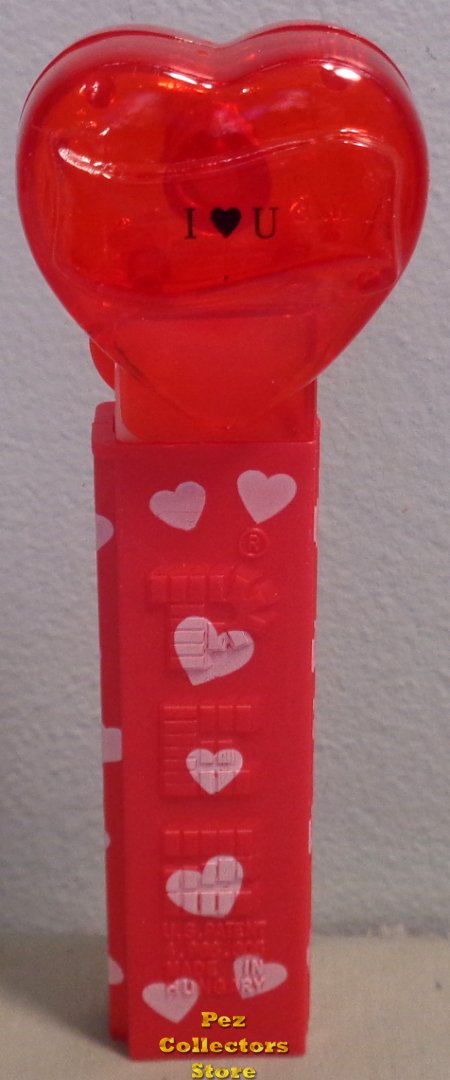 (image for) 2008 Red Crystal Heart Pez - Black Block Font I Heart U Loose - Click Image to Close
