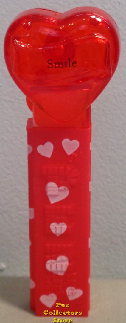 (image for) 2008 Red Crystal Heart Pez - Black Block Font Smile Loose - Click Image to Close