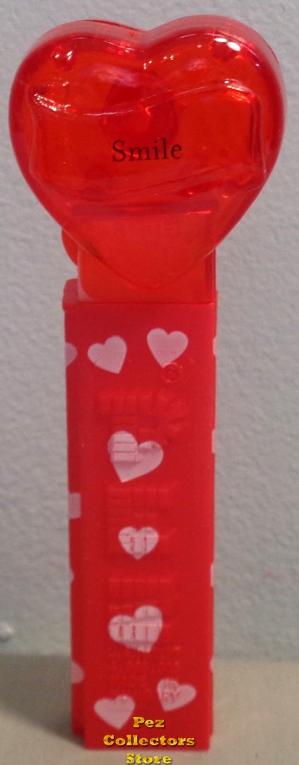 (image for) 2008 Red Crystal Heart Pez - Black Block Font Smile Loose