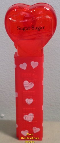 (image for) 2008 Red Crystal Heart Pez - Black Block Font Sugar Sugar Loose