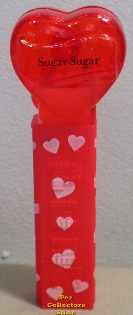 (image for) 2008 Red Crystal Heart Pez - Black Block Font Sugar Sugar Loose