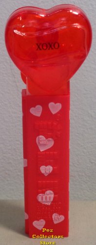 (image for) 2008 Red Crystal Heart Pez - Black Block Font XOXO Loose