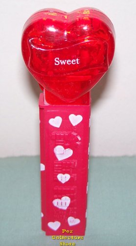(image for) 2008 Red Crystal Heart Pez - White Block Font Sweet Loose