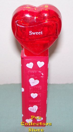 (image for) 2008 Red Crystal Heart Pez - White Block Font Sweet Loose