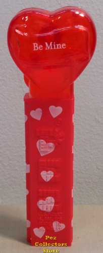 (image for) 2008 Red Crystal Heart Pez - White Block Font Be Mine Loose