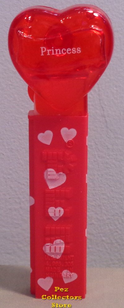 (image for) 2008 Red Crystal Heart Pez - White Block Font Prince Loose - Click Image to Close