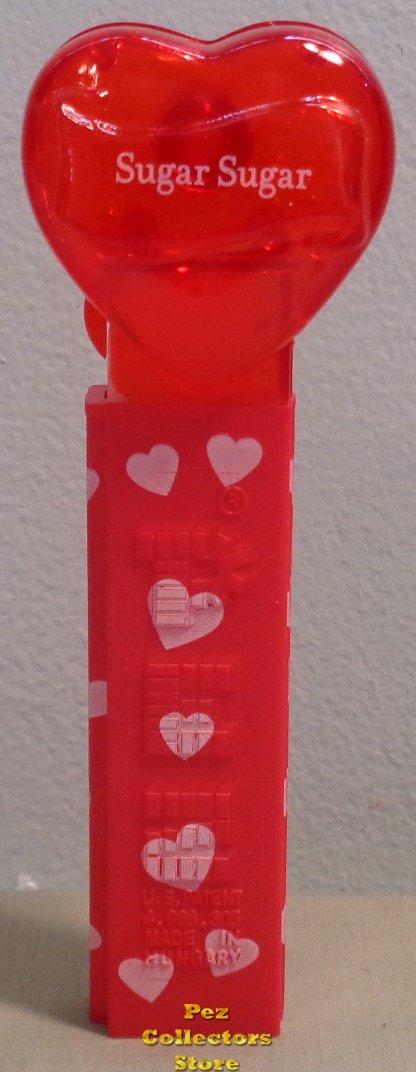 (image for) 2008 Red Crystal Heart Pez - White Block Font Sugar Sugar Loose