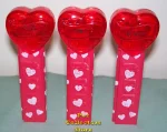 2009 Set of 3 Red Crystal Pez Short Valentine Hearts Loose